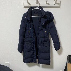 J crew navy puffer down jacket